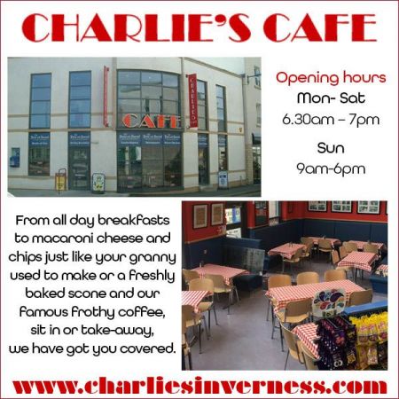 Things to do in Inverness visit Charlie's Cafe