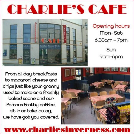 Things to do in Inverness visit Charlie's Cafe